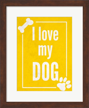 Framed Love my Dog Yellow Print