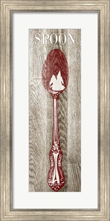 Framed Fork &amp; Spoon on Wood II Print