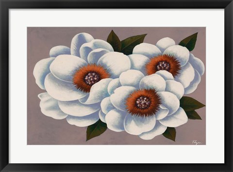 Framed Three White Flowers Print