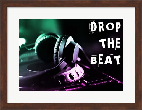 Framed Drop The Beat - Green and Pink Print