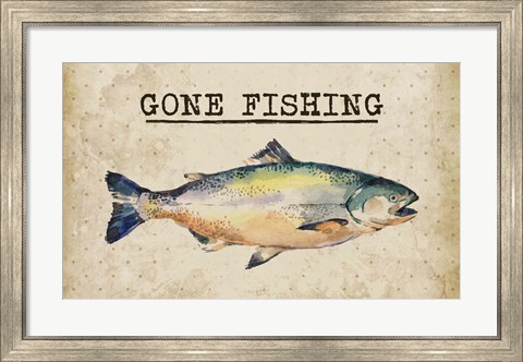 Framed Gone Fishing Salmon Color Print