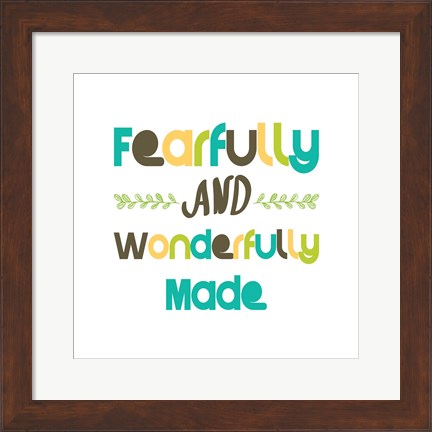 Framed Fearfully and Wonderfully Made - Blue and Brown Print