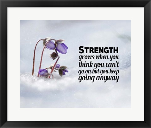 Framed Strength Grows - Flowers in Snow Color Print