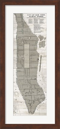 Framed New York Parks Map Vertical Print