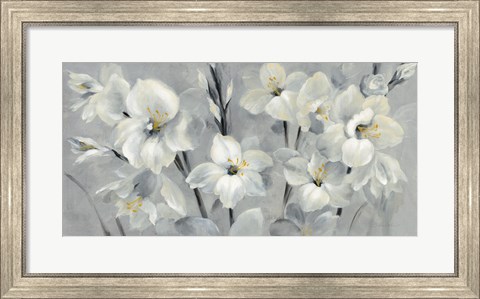 Framed Flowers on Gray Print