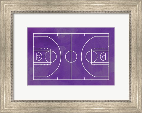 Framed Basketball Court Purple Paint Background Print