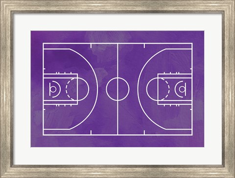 Framed Basketball Court Purple Paint Background Print