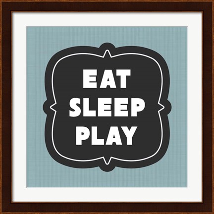 Framed Eat Sleep Play Football - Blue Part II Print