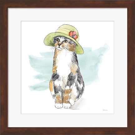 Framed Fancy Cats III Watercolor Print