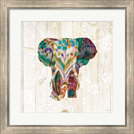 Framed Boho Paisley Elephant III Print