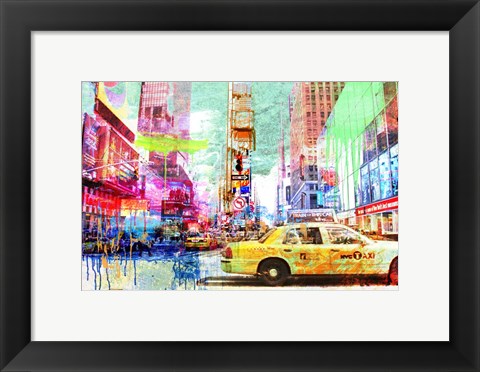 Framed Taxis in Times Square 2.0 Print