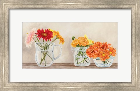 Framed Fleurs et Vases Jaune Print