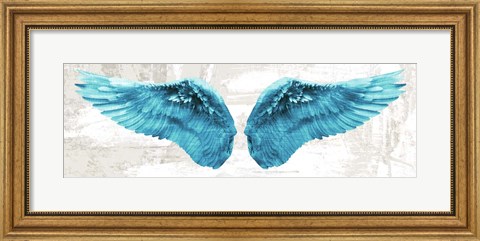 Framed Angel Wings (Aqua) Print