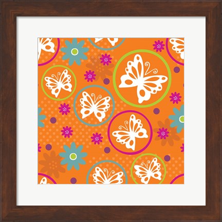 Framed Butterflies and Blooms Lively V Print
