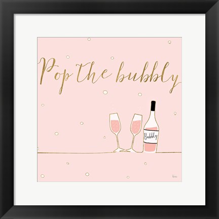 Framed Underlined Bubbly VII Pink Print