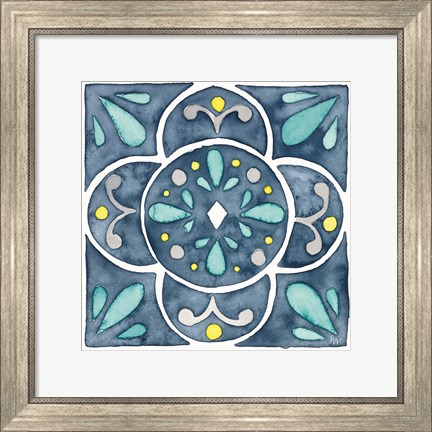 Framed Garden Getaway Tile VII Blue Print