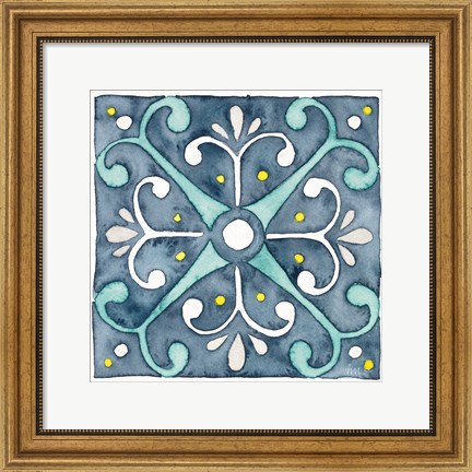 Framed Garden Getaway Tile III Blue Print
