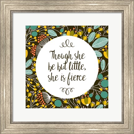 Framed Though She Be But Little - Retro Floral Black Print