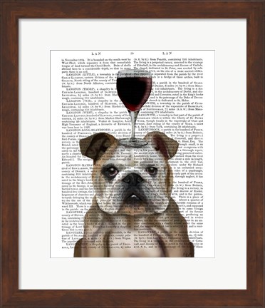 Framed Dog Au Vin, English Bulldog Print