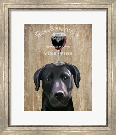 Framed Dog Au Vin, Black Labrador Print