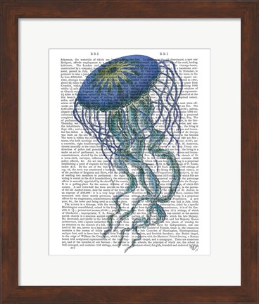 Framed Blue Jellyfish 1 Print