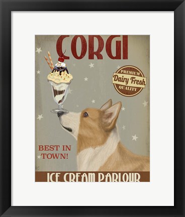 Framed Corgi, Tan, Ice Cream Print