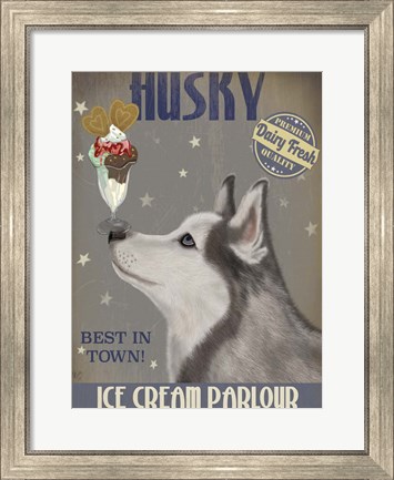 Framed Husky Ice Cream Print
