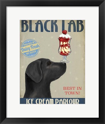 Framed Black Labrador Ice Cream Print