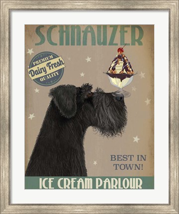 Framed Schnauzer, Black, Ice Cream Print
