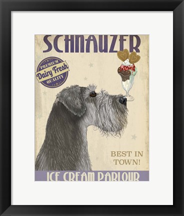Framed Schnauzer, Grey, Ice Cream Print