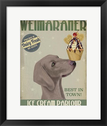 Framed Weimaraner Ice Cream Print
