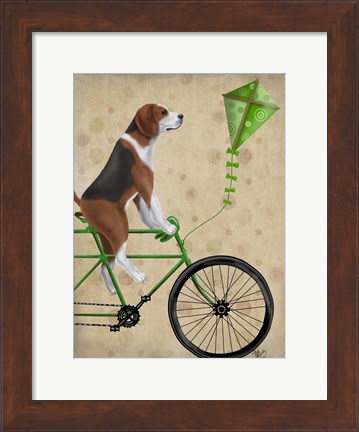 Framed Beagle on Bicycle Print