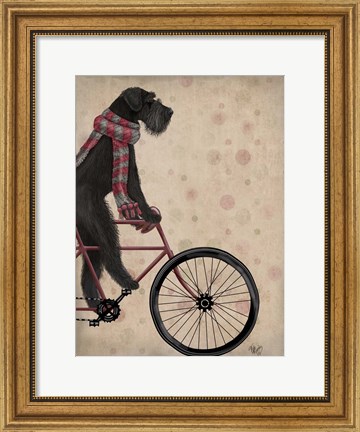 Framed Schnauzer on Bicycle, Black Print