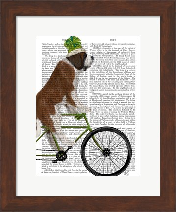 Framed St Bernard on Bicycle Print