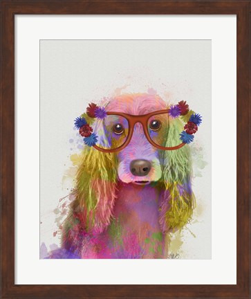 Framed Rainbow Splash Cocker Spaniel, Portrait Print