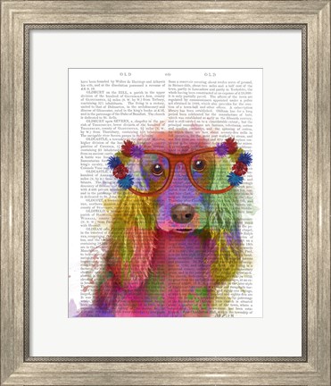 Framed Rainbow Splash Cocker Spaniel, Portrait Print