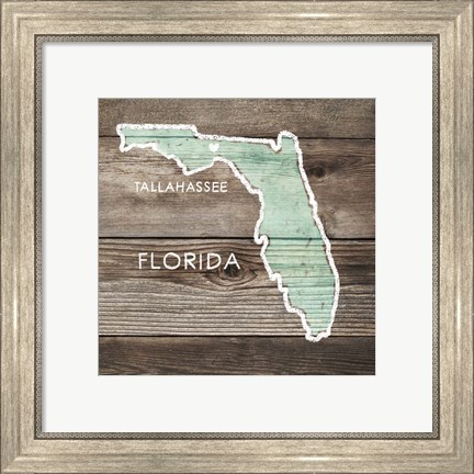 Framed Florida Rustic Map Print