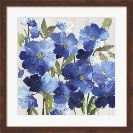 Framed Cobalt Poppies I Print