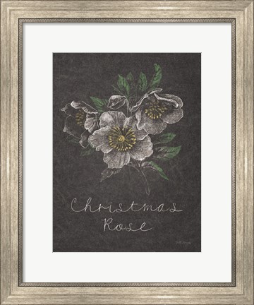 Framed Chalkboard Christmas Greenery III Print