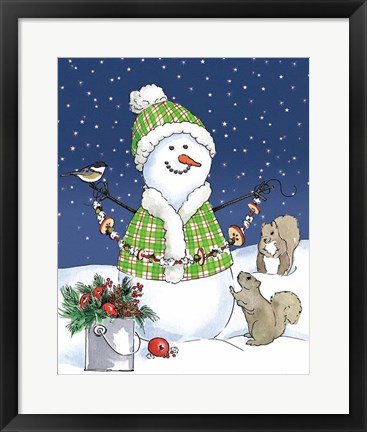 Framed Lodge Snowmen I Print