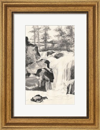 Framed Sumi Waterfall I Print