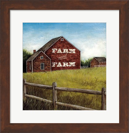 Framed Weathered Barns Red with Words Print