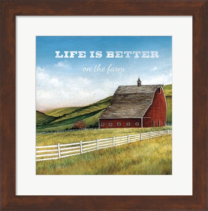 Framed Old Red Barn with Words Print