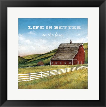Framed Old Red Barn with Words Print