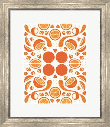 Framed Retro Orange Otomi Print