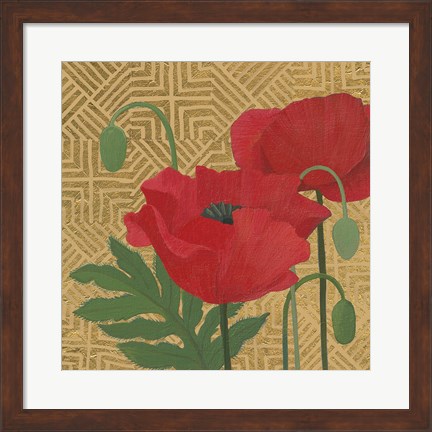 Framed More Poppies with Pattern Print