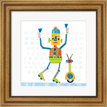 Framed Robot Party I on Square Toys Print