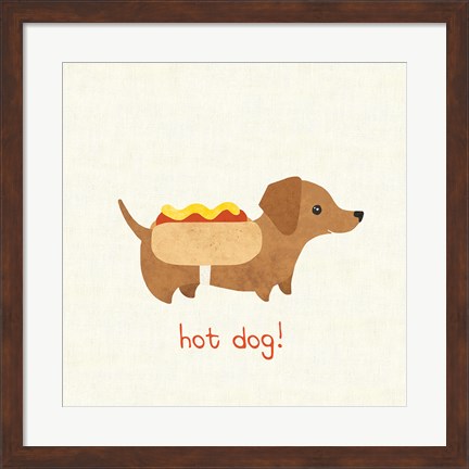 Framed Good Dogs Dachshund on Linen Print