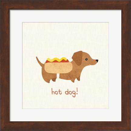 Framed Good Dogs Dachshund on Linen Print