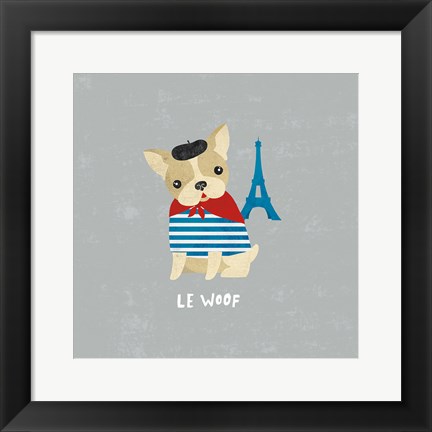 Framed Good Dogs French Bulldog Gray Print